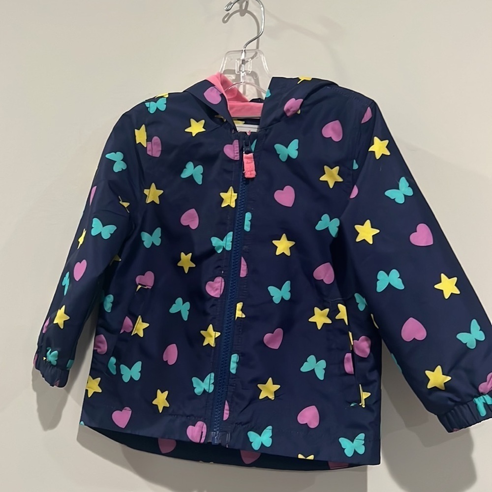 Girls Carter’s butterfly rain jacket. Size 2 toddler - Picture 7 of 15